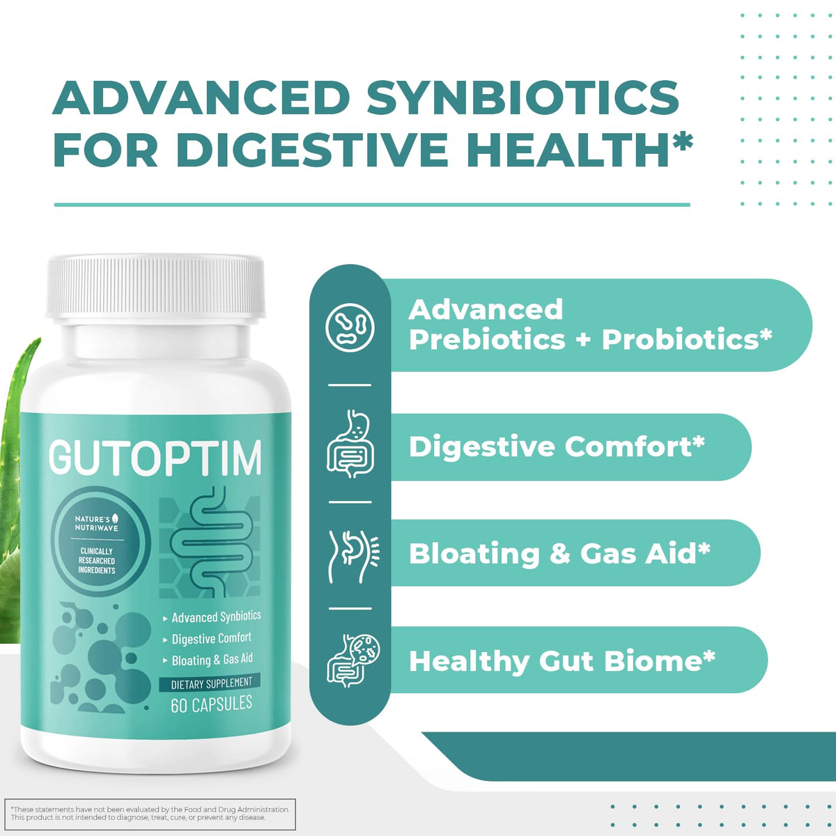 GutOptim capsules pré et probiotiques 60 Ct avec étiquette