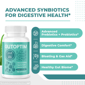 GutOptim capsules pré et probiotiques 60 Ct avec étiquette