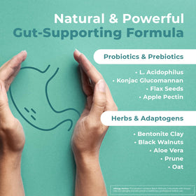 GutOptim capsules pré et probiotiques 60 Ct ouvertes avec capsules visibles