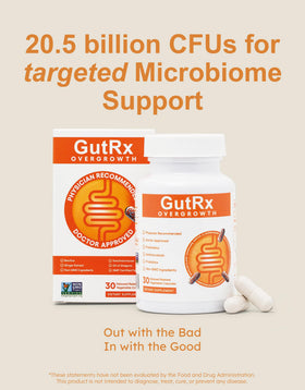 GutRx Overgrowth Probiotiques emballage avec informations