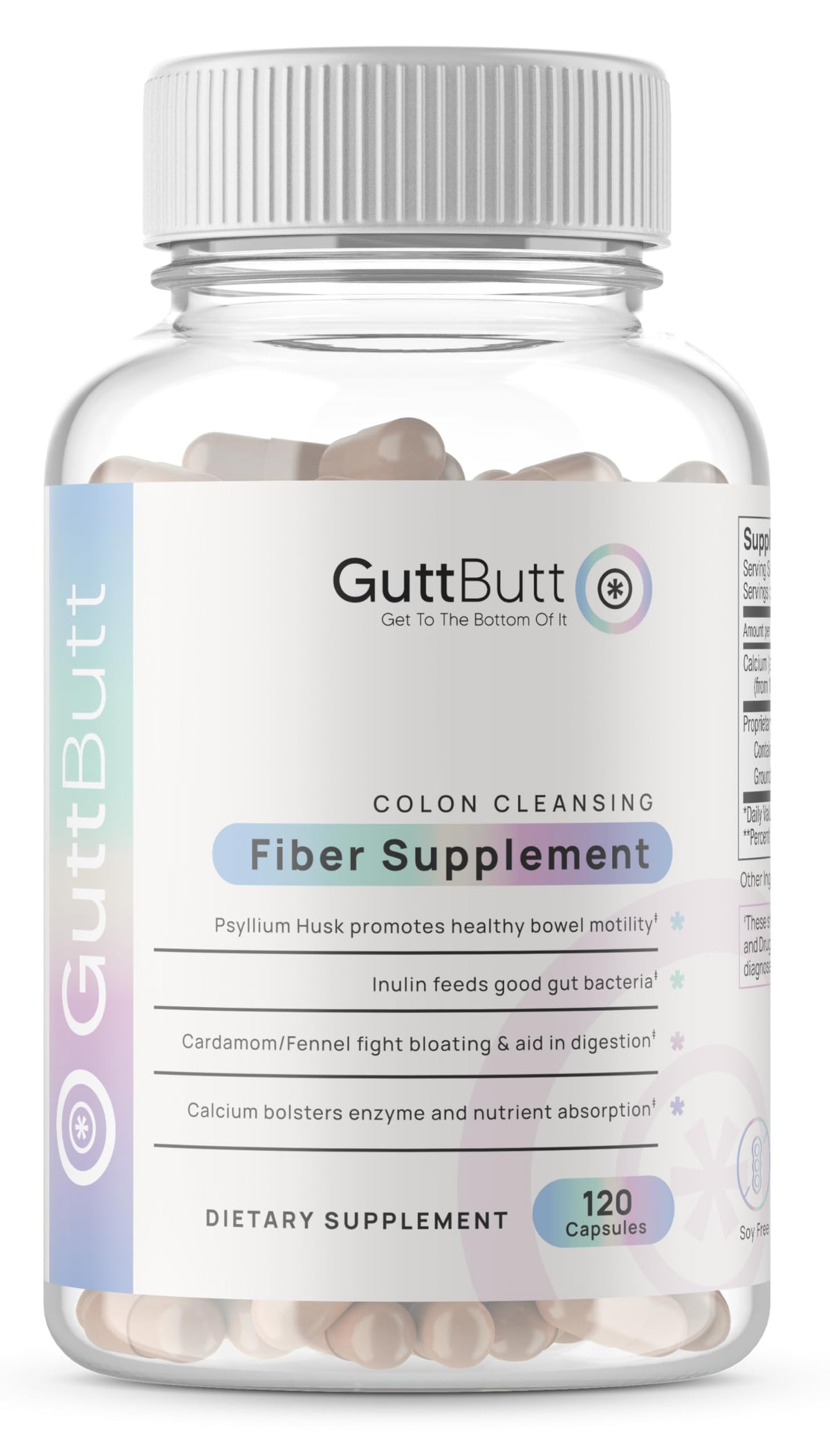 GuttButt complément alimentaire en fibres 120 capsules vue de face