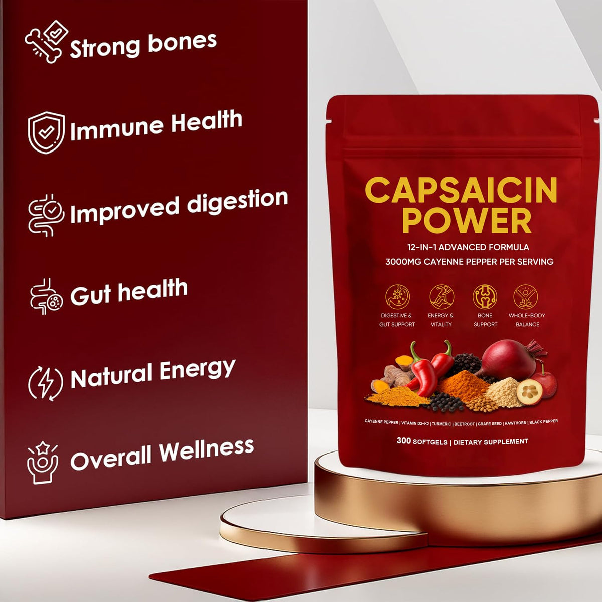 GXSAE Capsaicin Power gélules avec ingrédients listés
