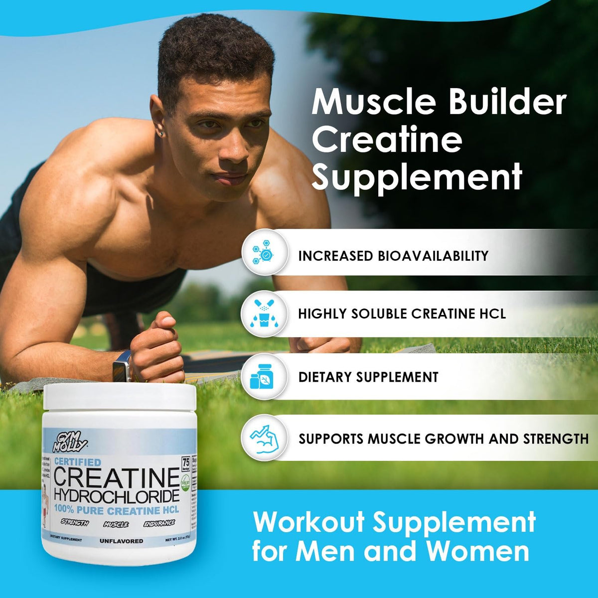 Gym Molly Poudre de Créatine Hydrochlorure 100g vue arrière