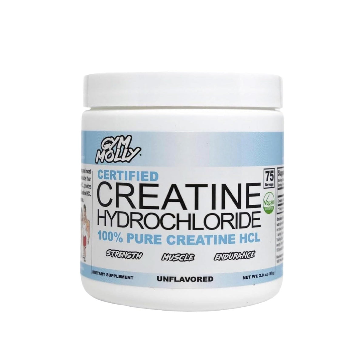 Gym Molly Poudre de Créatine Hydrochlorure 100g vue de face