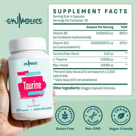 Gyumolics 240 capsules de taurine sur une table