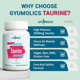 Gyumolics taurine 2000mg avec ingrédients naturels mentionnés