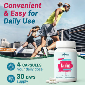 Gyumolics Taurine 2000mg vue de dos avec informations nutritionnelles