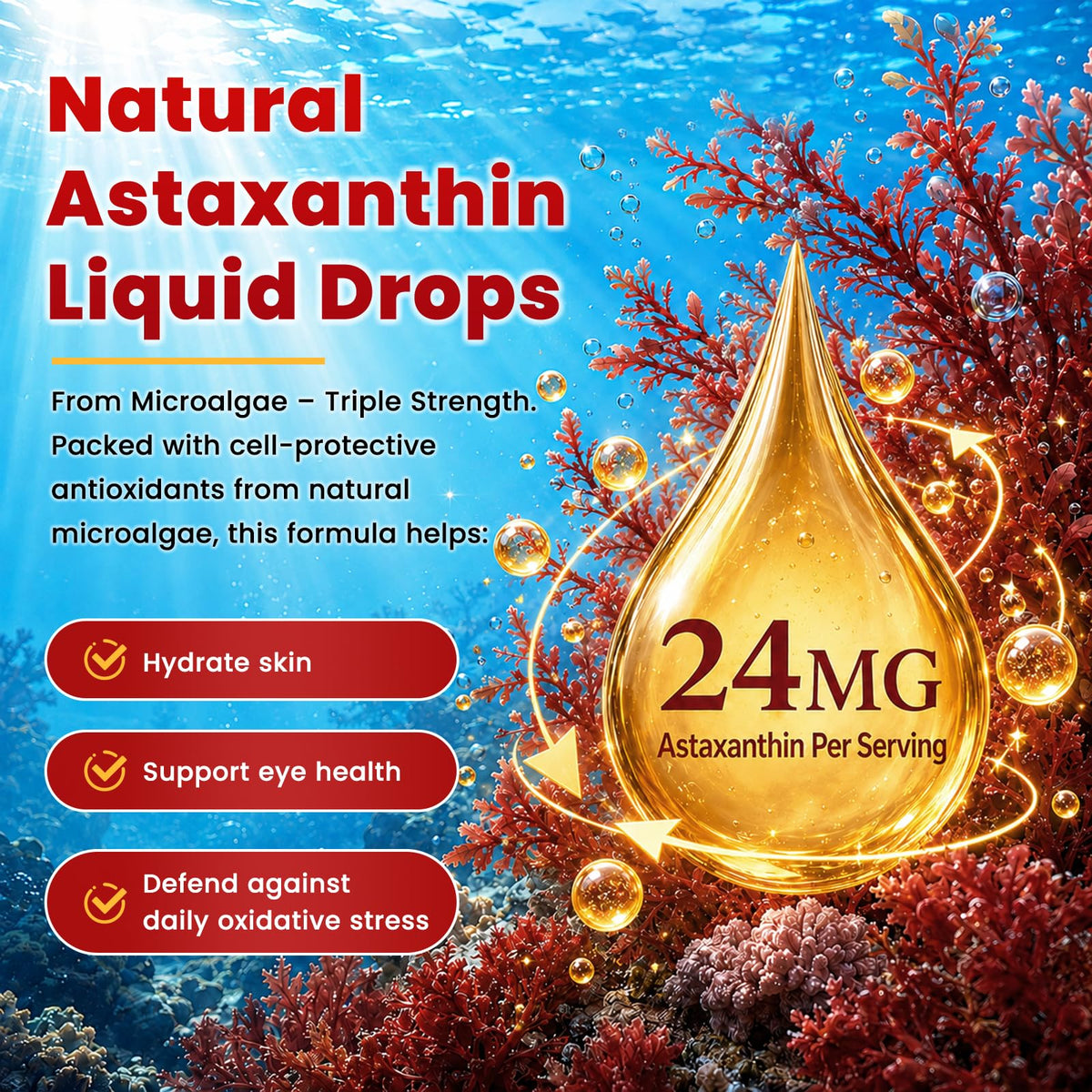 GZ HAOYUAN Astaxanthin Liposomal 24mg 2oz sur une table