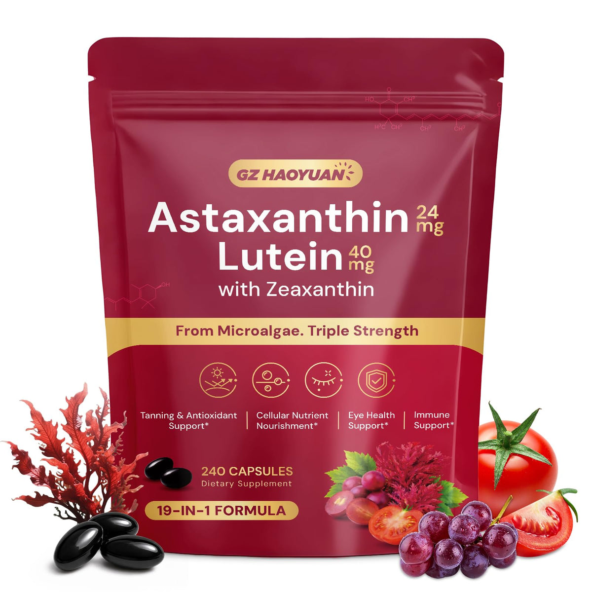 GZ HAOYUAN Astaxanthine 24mg 240 capsules vue de face
