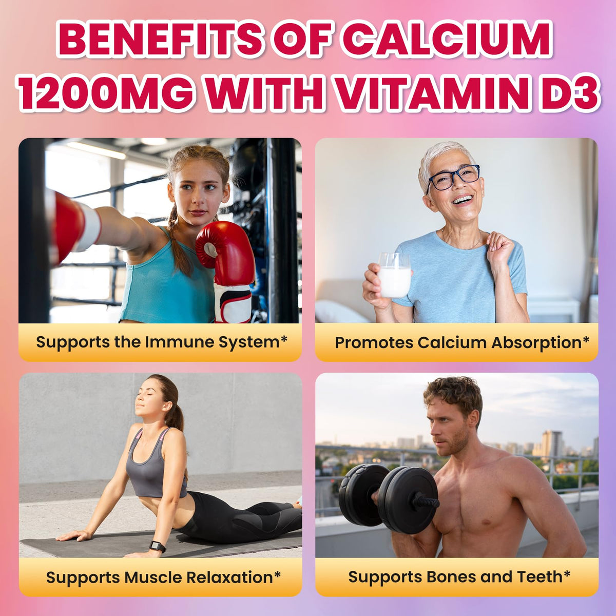 GZ HAOYUAN Calcium Citrate Gummies 1200mg à côté d'une poignée de gummies