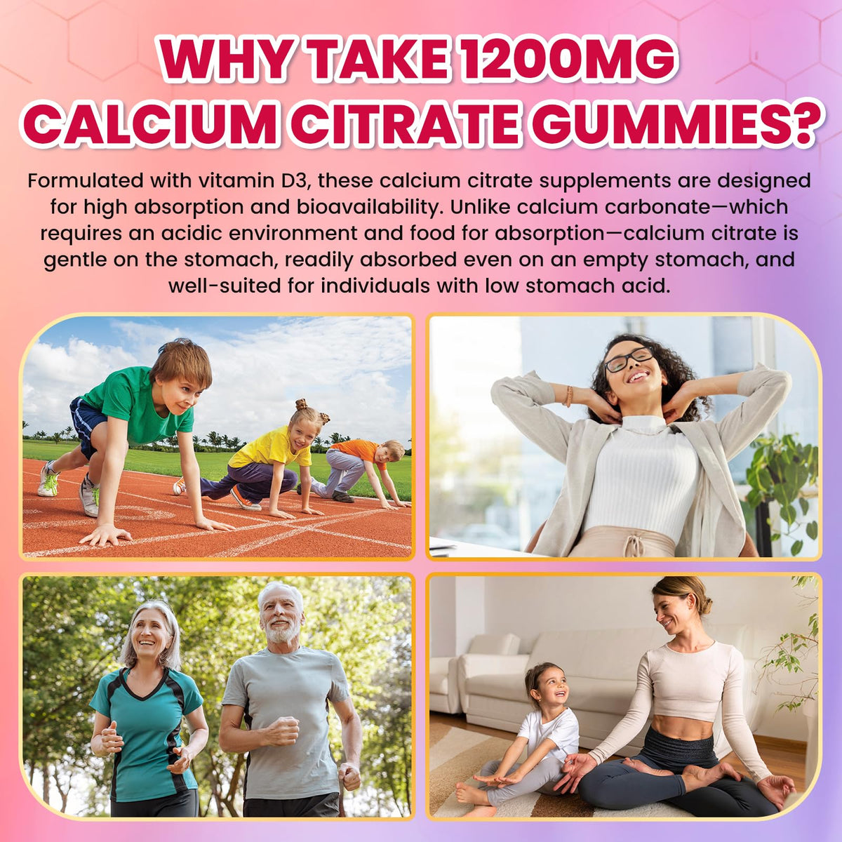 GZ HAOYUAN Calcium Citrate Gummies 1200mg avec une cuillère doseuse