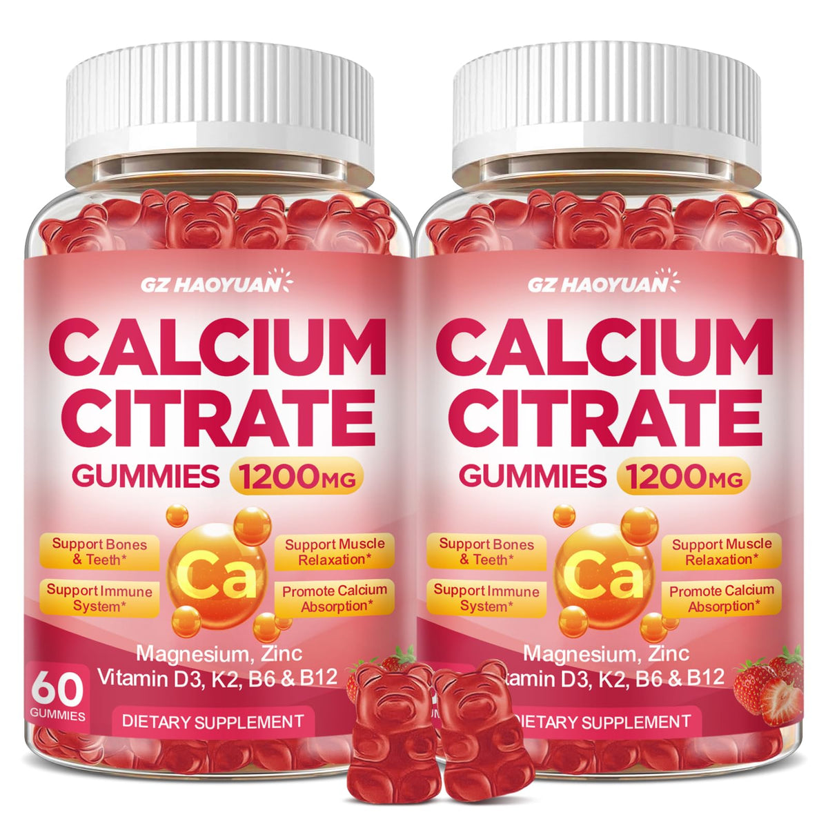 GZ HAOYUAN Calcium Citrate Gummies 1200mg devant l'emballage