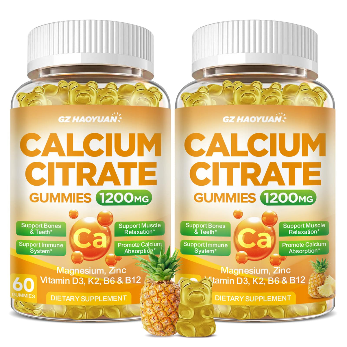 GZ HAOYUAN Calcium Citrate Gummies 1200mg packaging front view