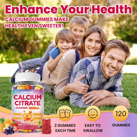 GZ HAOYUAN Calcium Citrate Gummies 1200mg sur une table en bois