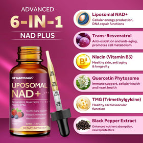 GZ HAOYUAN Complément Alimentaire NAD+ 1200mg Liquide avec pipette