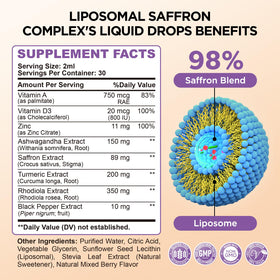 GZ HAOYUAN Complément Liposomal Safran avec fruits rouges en arrière-plan