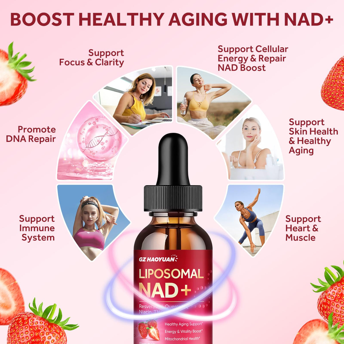 GZ HAOYUAN Complément NAD Liposomal 1200mg flacon dans une cuisine moderne