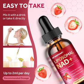 GZ HAOYUAN Complément NAD Liposomal 1200mg sur une table avec des ingrédients