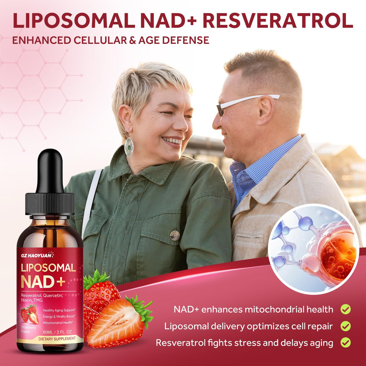 GZ HAOYUAN Complément NAD Liposomal 1200mg utilisation avec eau