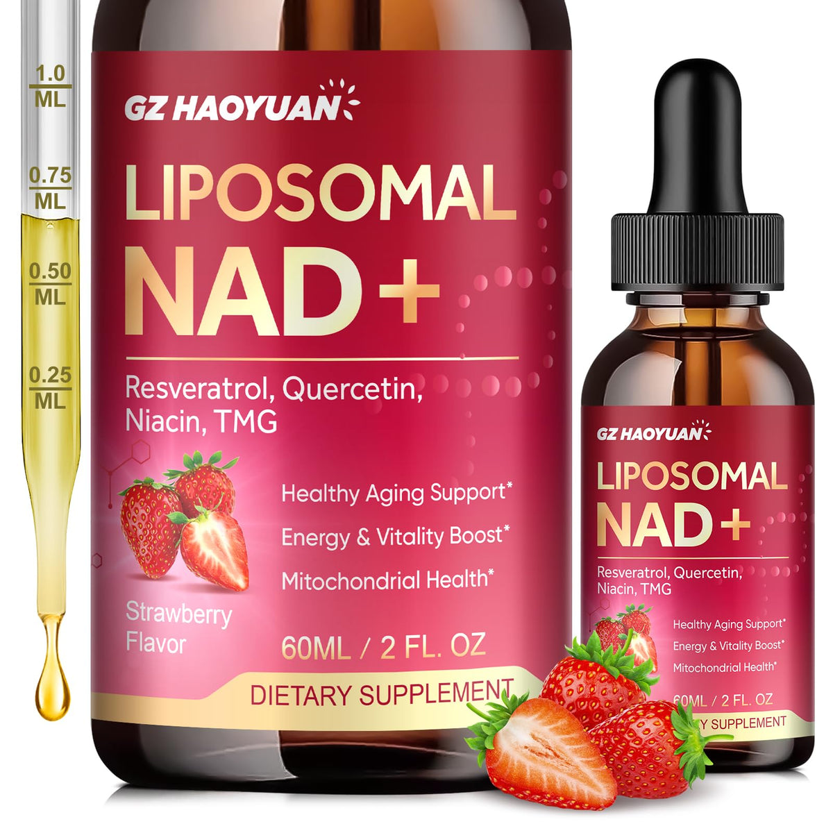 GZ HAOYUAN Complément NAD Liposomal 1200mg vue avant avec étiquette