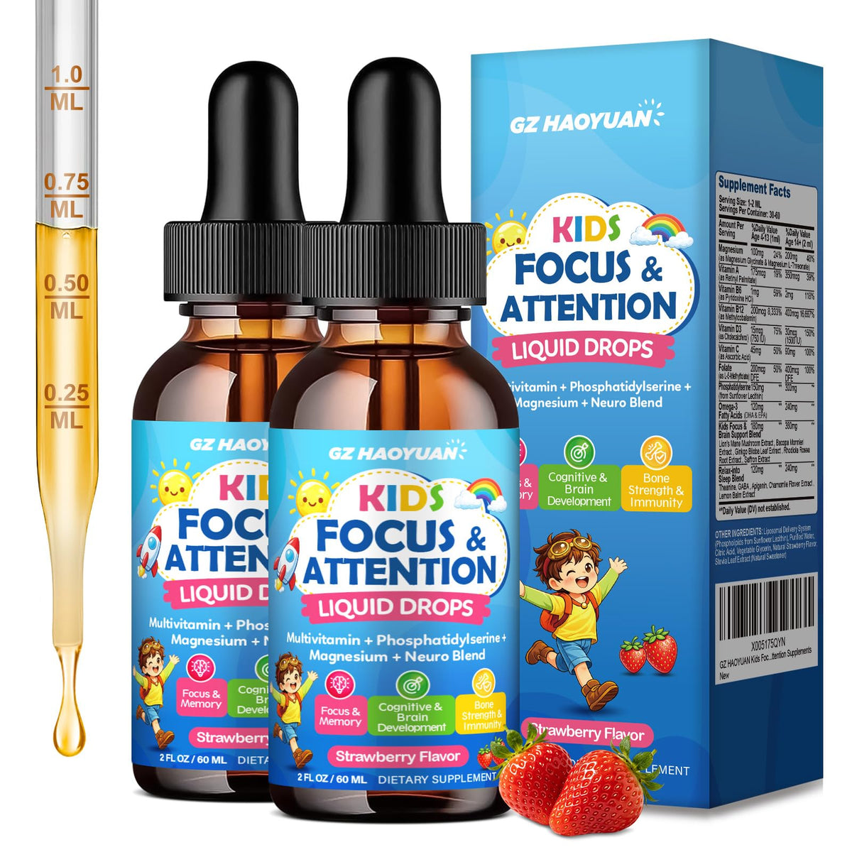 GZ HAOYUAN compléments alimentaires enfants 120ml fraise vue de devant