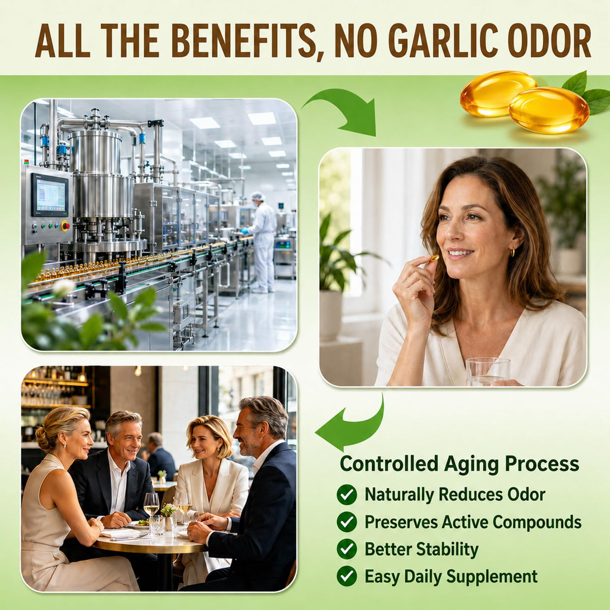 GZ HAOYUAN Extrait d'Ail Vieilli Capsules, softgel sur une cuillère