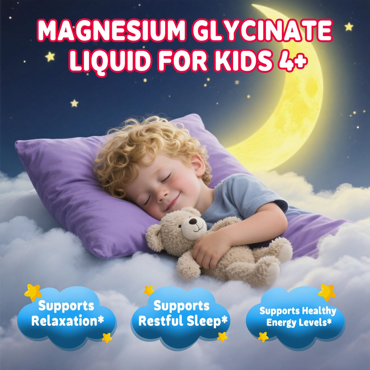 GZ HAOYUAN Gouttes de Magnésium Glycinate pour Enfants avec fruits