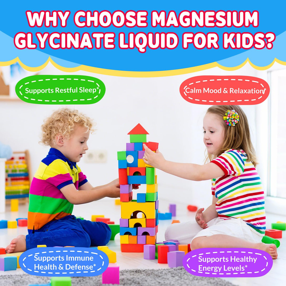 GZ HAOYUAN Gouttes de Magnésium Glycinate pour Enfants près d'un verre d'eau