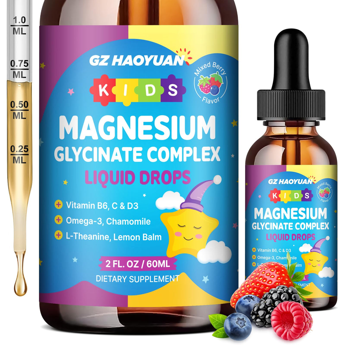 GZ HAOYUAN Gouttes de Magnésium Glycinate pour Enfants vue avant