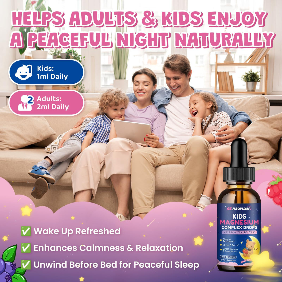 GZ HAOYUAN Gouttes de Magnésium Liquide pour Enfants 118 ml vue de dos