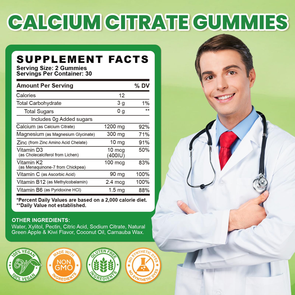 GZ HAOYUAN gummies au citrate de calcium 1200mg avec ingrédients