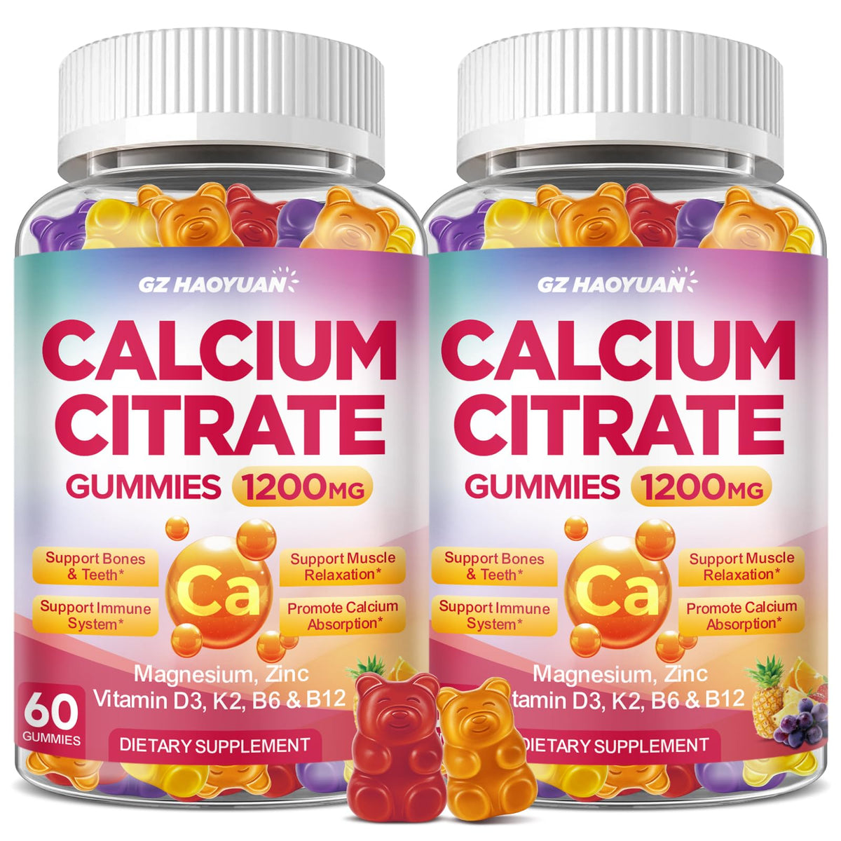 GZ HAOYUAN Gummies Calcium Citrate 1200mg devant l'emballage