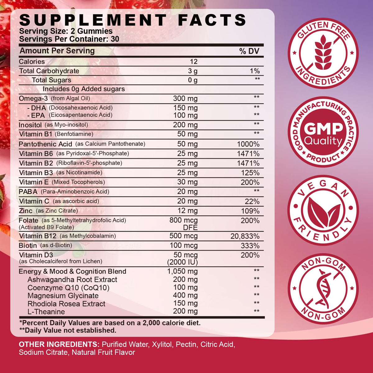 GZ HAOYUAN Gummies Complexe de Vitamines B Méthylées, gummies en gros plan