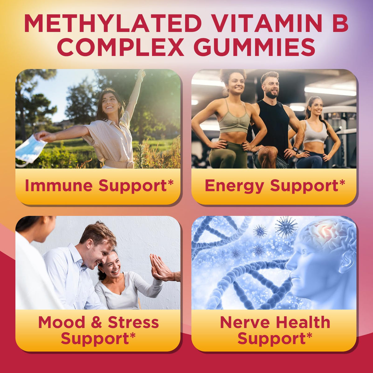 GZ HAOYUAN Gummies Complexe de Vitamines B Méthylées, prise quotidienne