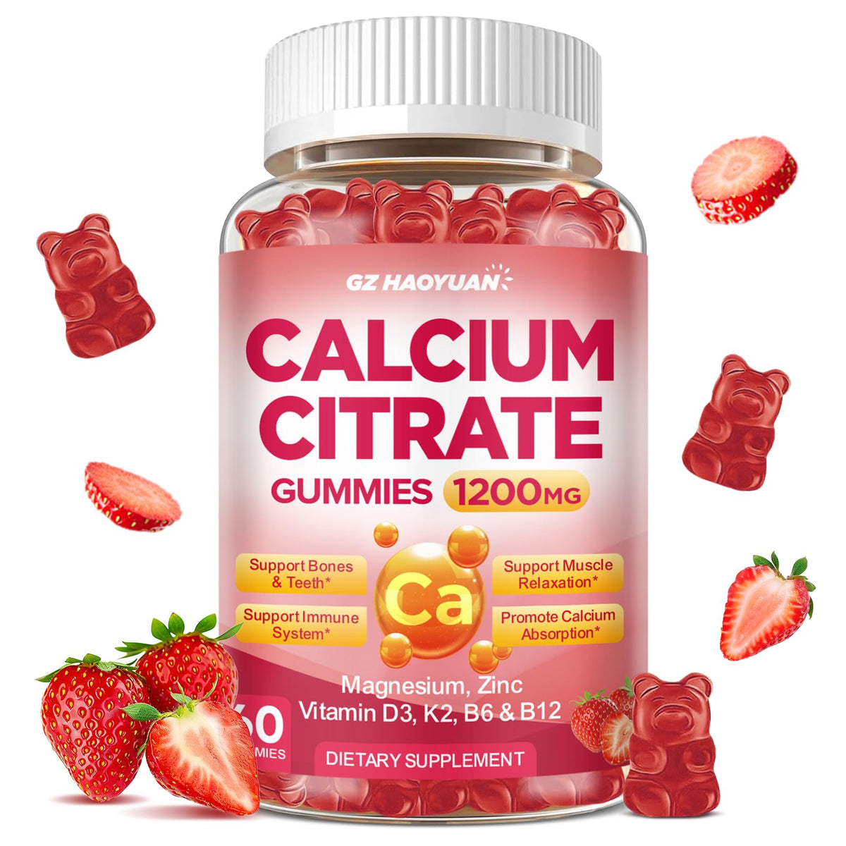GZ HAOYUAN Gummies de Calcium Citrate 1200mg vue de face