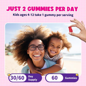 GZ HAOYUAN gummies de magnésium fraise, enfants souriant avec le produit