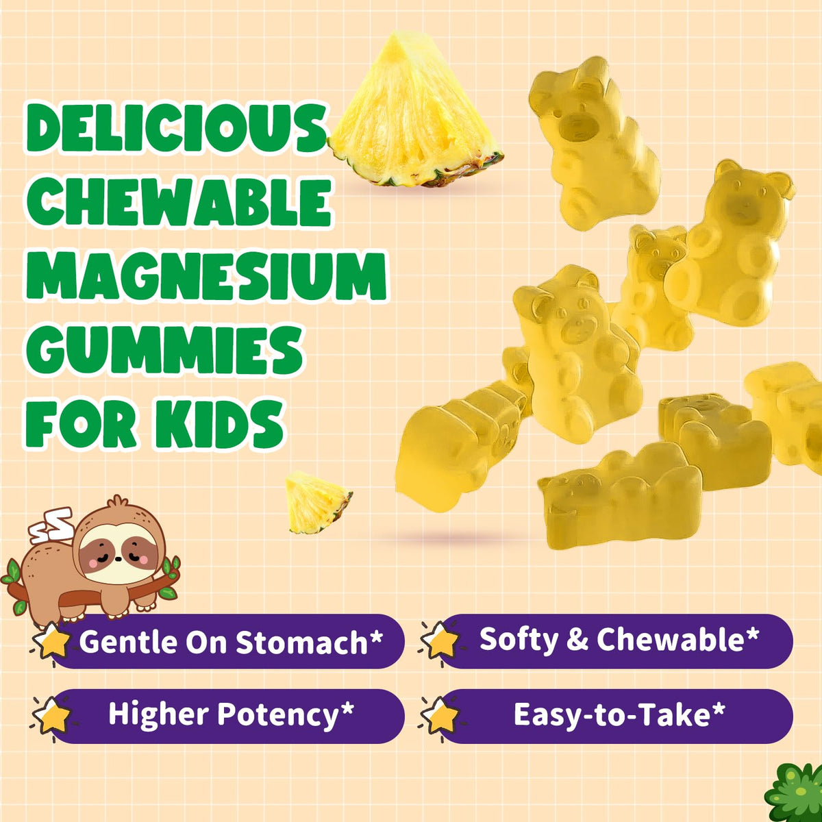 GZ HAOYUAN Gummies de Magnésium Glycinate ouvertes