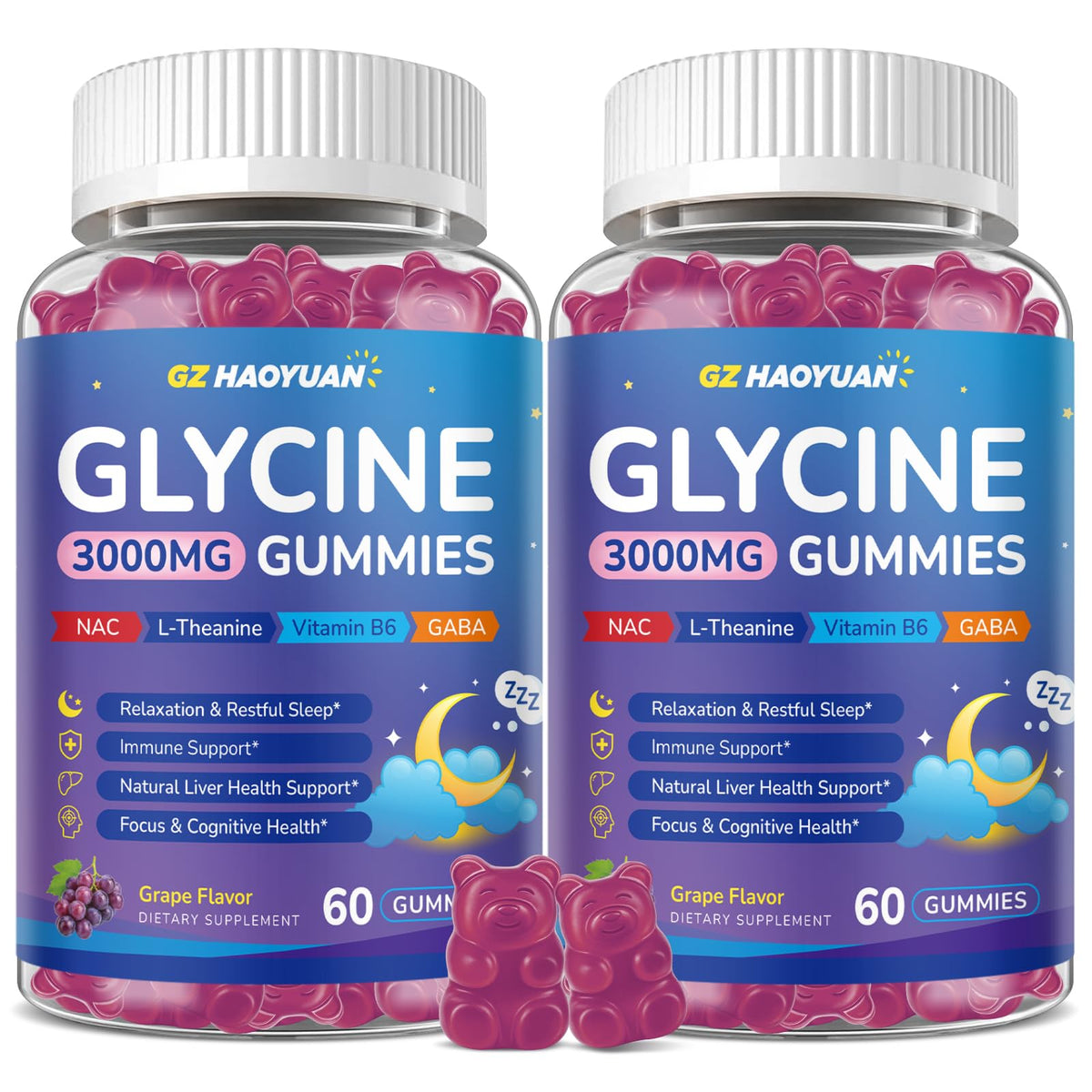 GZ HAOYUAN Gummies Glycine 3g boîte de 120 gummies saveur fraise