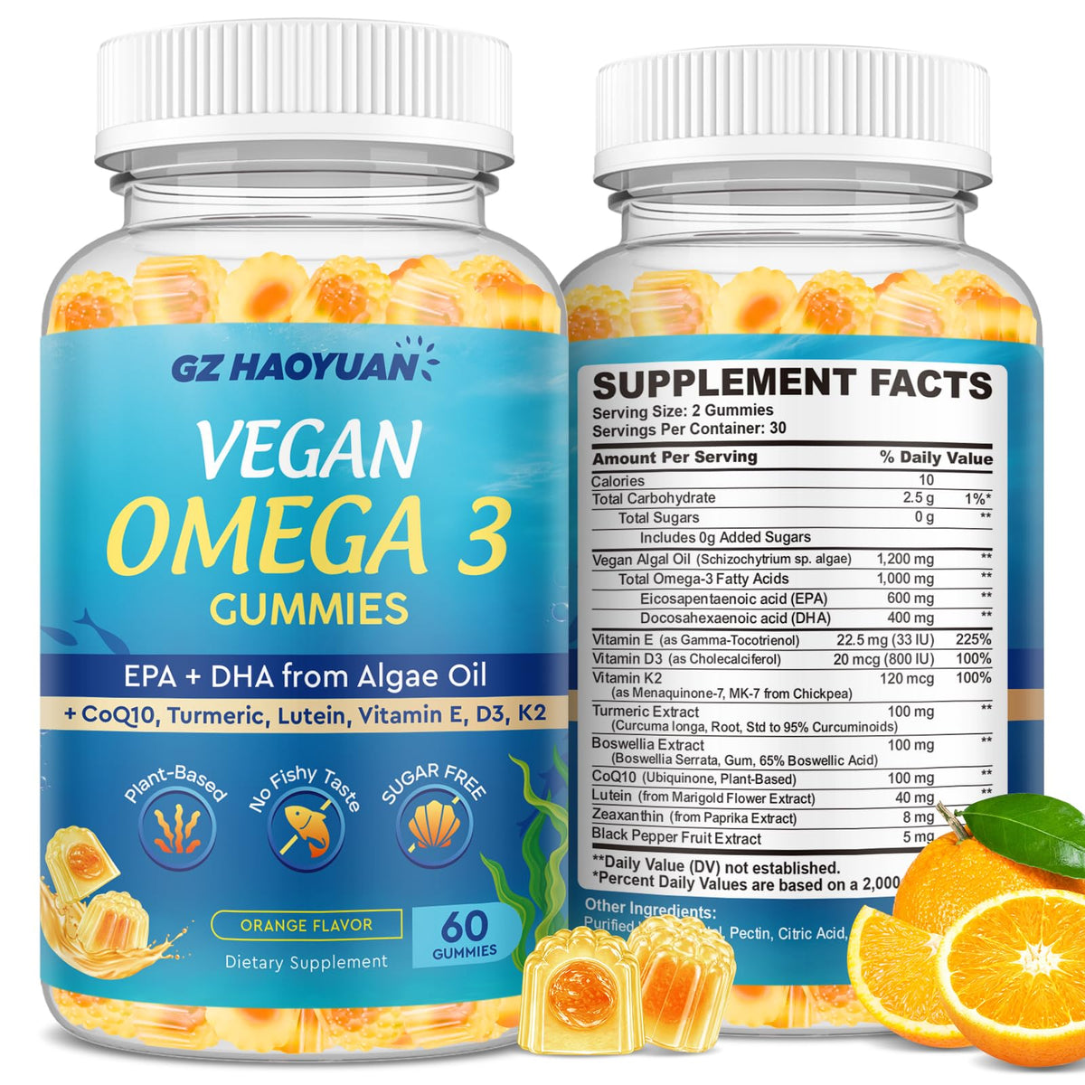 GZ HAOYUAN Gummies Omega 3 Végétales 1200mg en boîte
