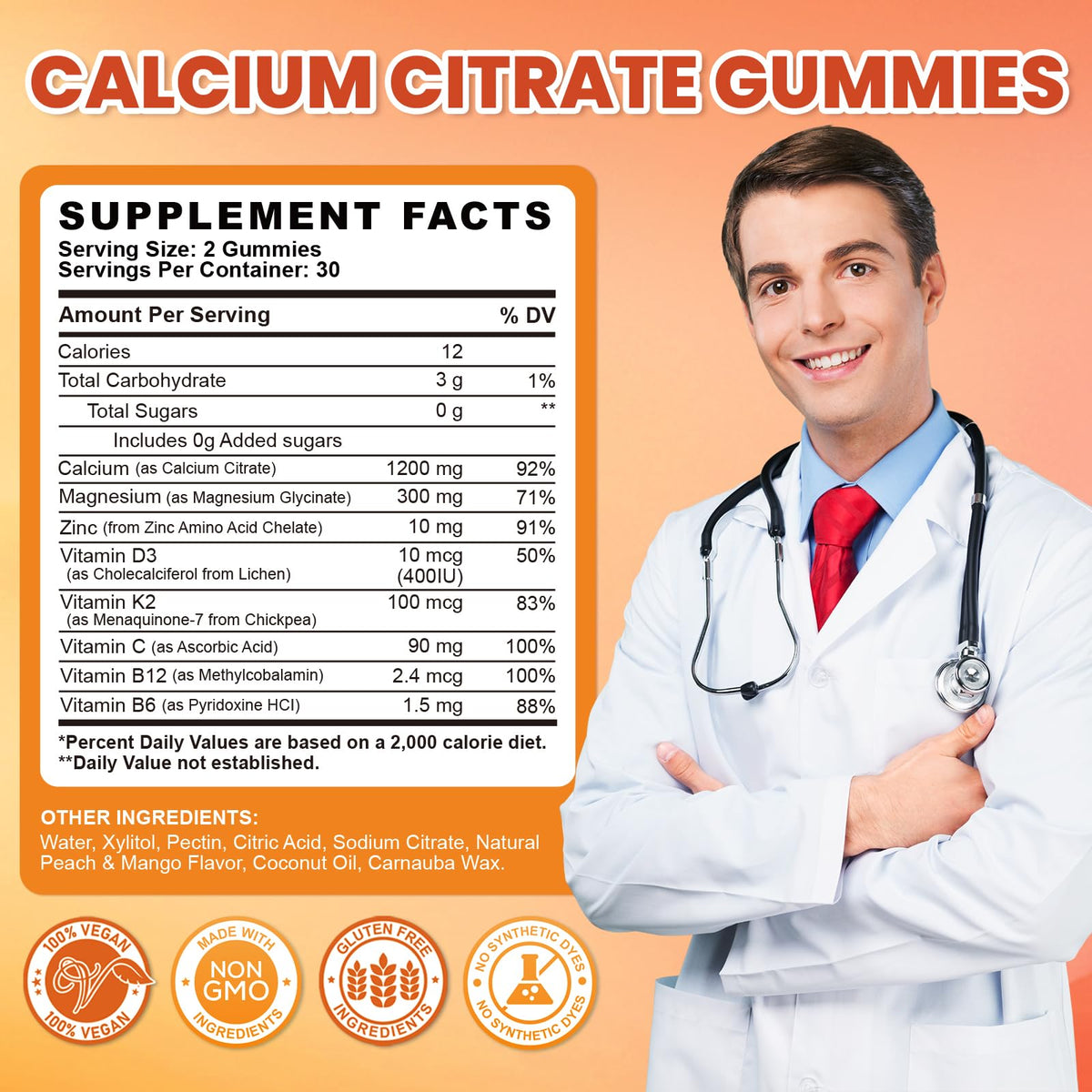 GZ HAOYUAN Gummy de Citrate de Calcium 1200mg avec dosage recommandé