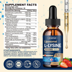 GZ HAOYUAN L-Lysine 1000MG Liquide Fraise flacon arrière