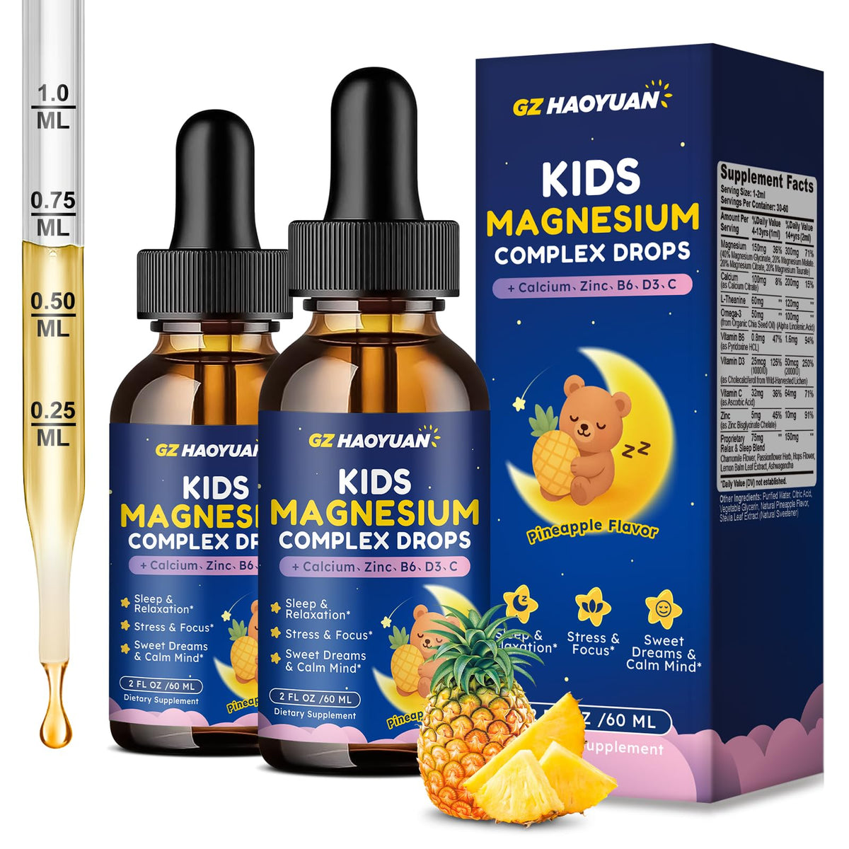 GZ HAOYUAN magnésium liquide pour enfants 120 ml, vue avant