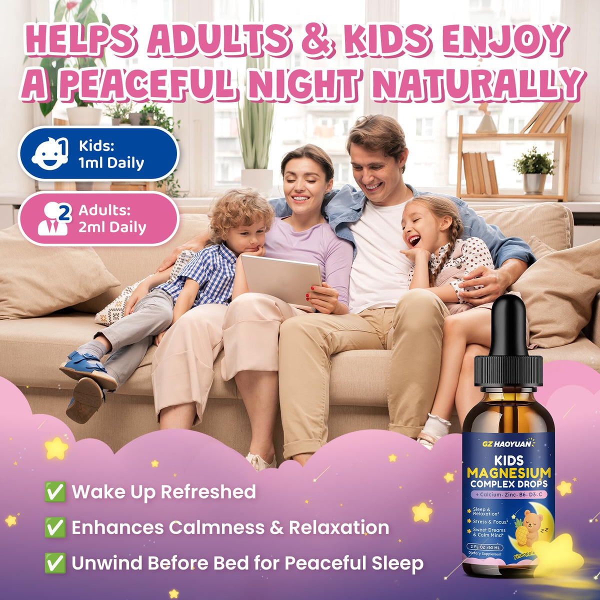 GZ HAOYUAN magnésium liquide pour enfants, en verre avec boisson