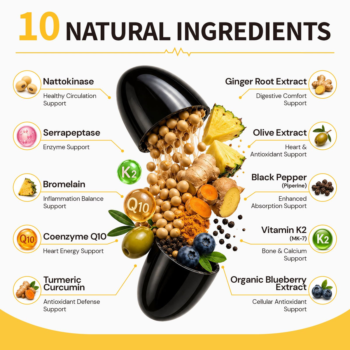GZ HAOYUAN Nattokinase 20 000 FU ingrédients clés