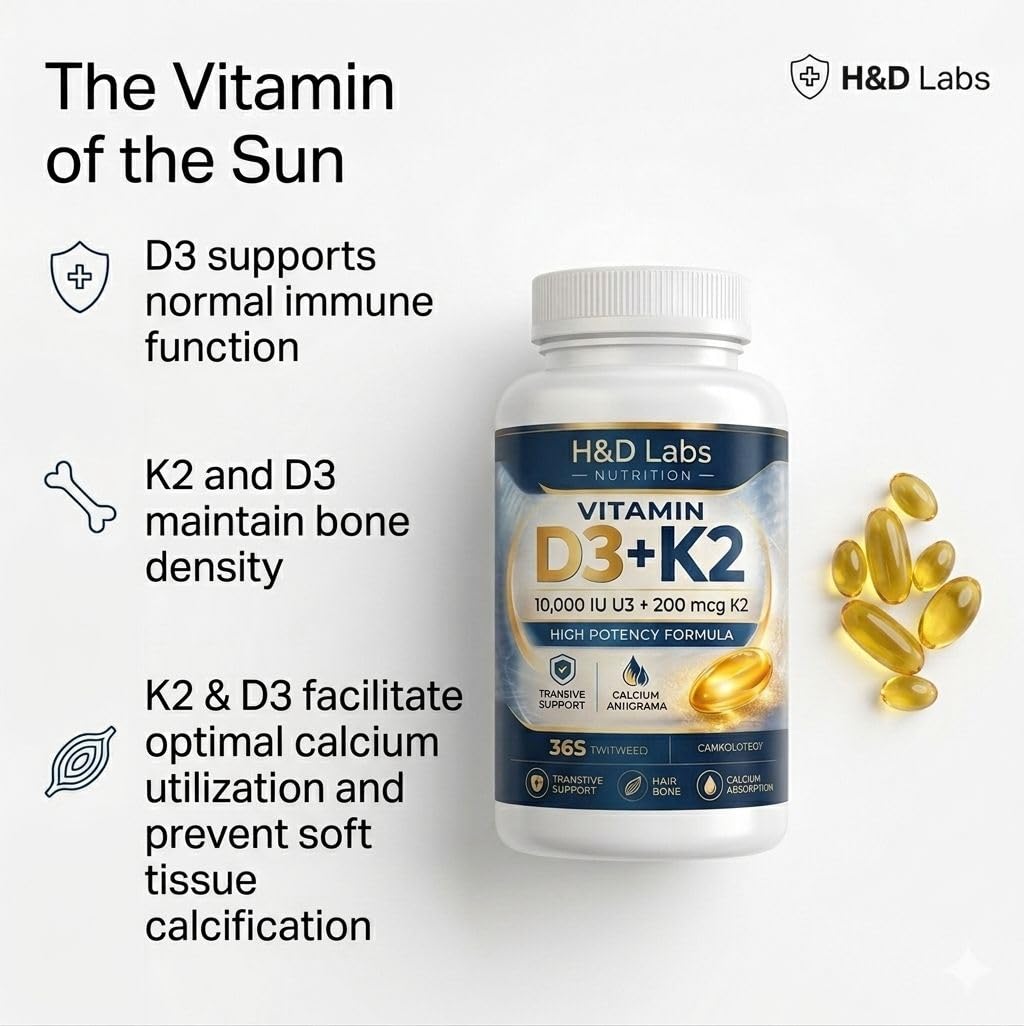 H&D Labs Nutrition D3 K2 10000 UI capsules ouvertes