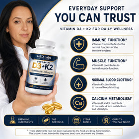 H&D Labs Nutrition D3 K2 10000 UI flacon avec étiquette