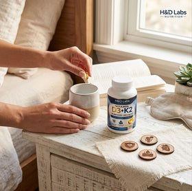 H&D Labs Nutrition D3 K2 10000 UI vue de dos du flacon