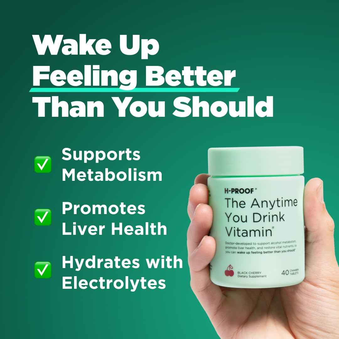 H-PROOF Anytime You Drink packaging avec 40 comprimés