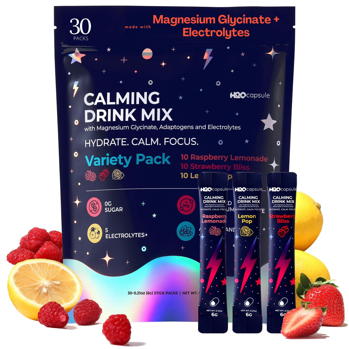 H2O Capsule mélange de boisson en poudre de magnésium glycinate 200g vue de face