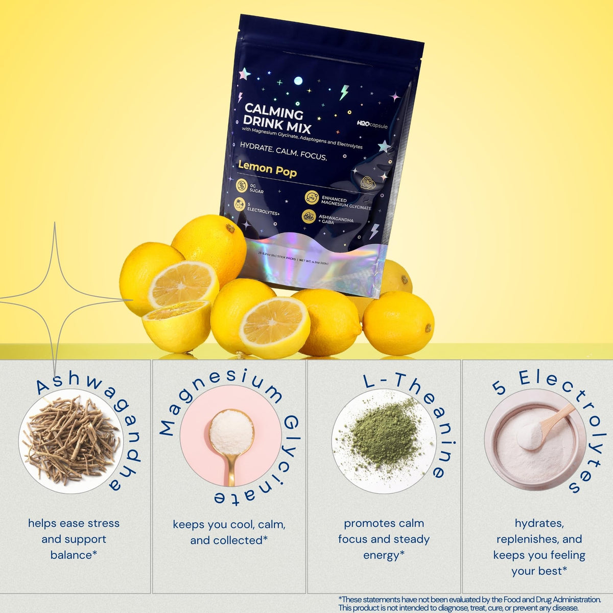 H2O Capsule Mélange Poudré de Magnésium Glycinate 150g - Citron, utilisation au bureau